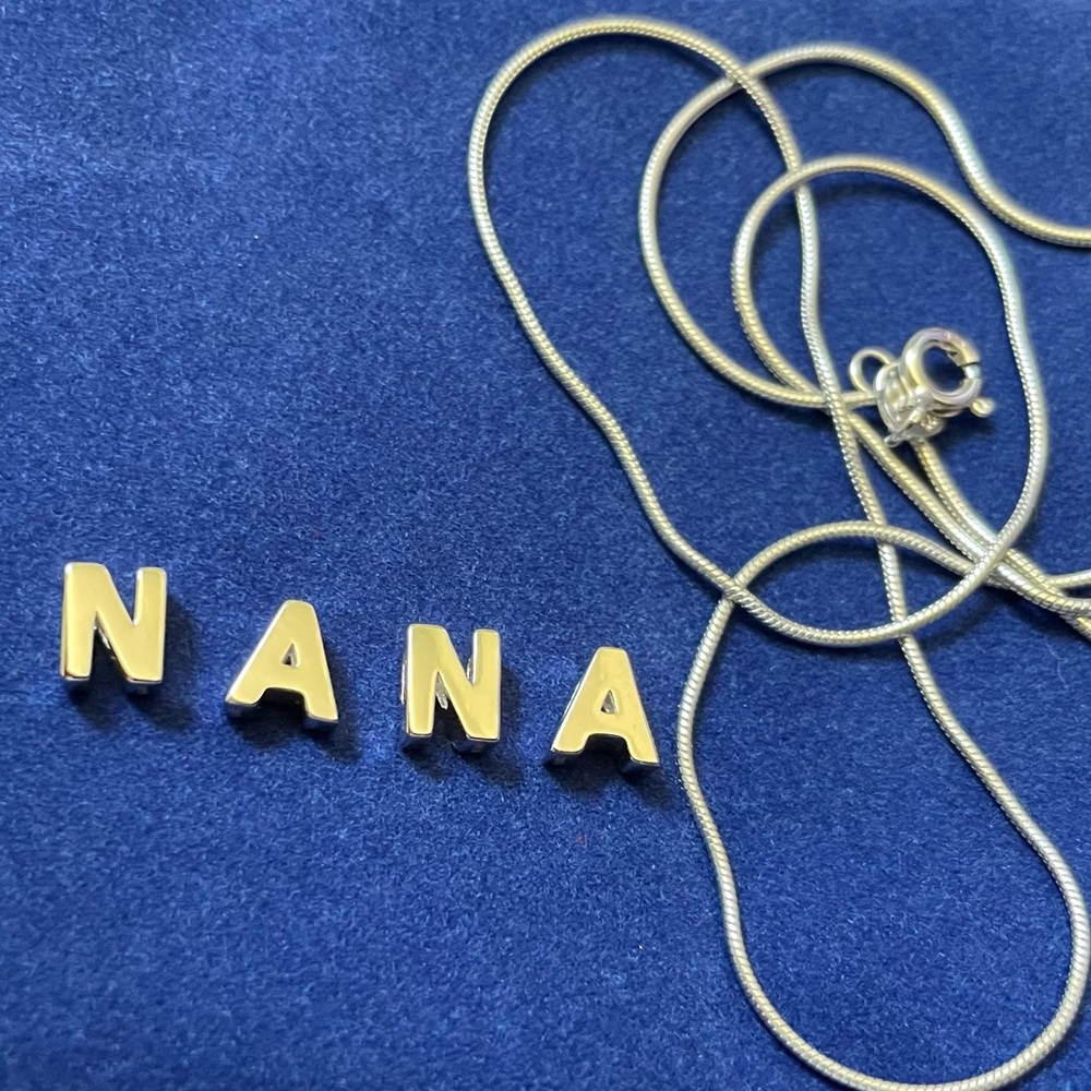 Sterling Silver NANA letter Charm Necklace